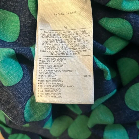 Blue Green Polka dot Banana Republic drop waist dress 3/4 sleeves Spring Casual - Picture 10 of 11